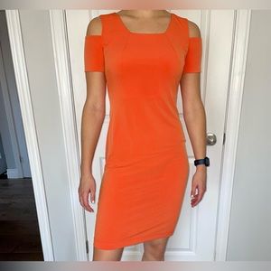 Calvin Klein midi orange cocktail dress size 2